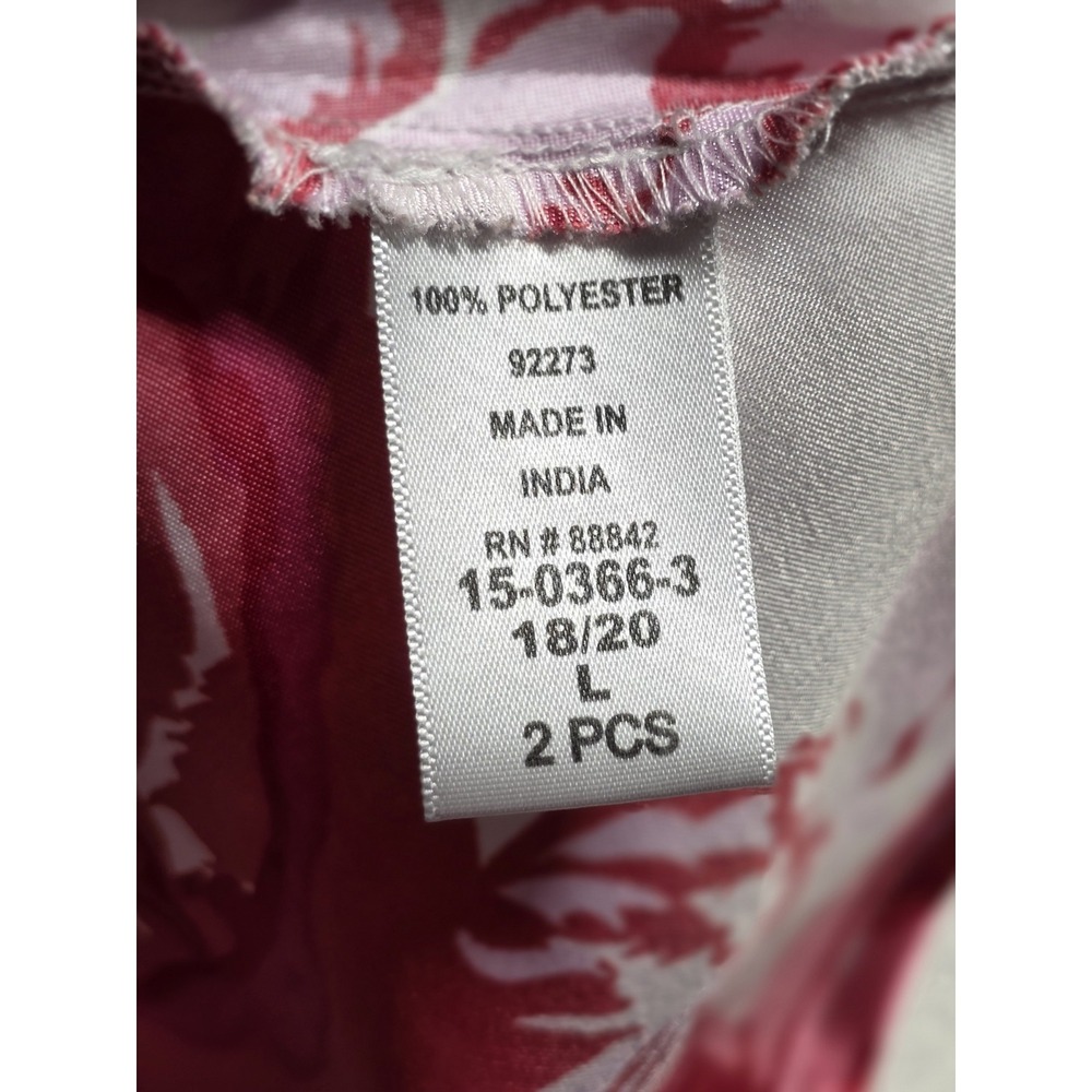 Amoureuse Plus Soft Luxe Satinred Red And Pink Rose Pajama Set Size Large 18-20 - Picture 4 of 12